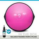 Bosu Balance Ball Exercise Trainer, Home Gym Equipment w/Guided Workouts & Pump, 26" Inflatable Fitness Platform for Strength Training, Standing, Balancing, and Core Workout, 65cm