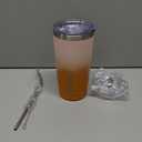 BJPKPK Tumbler with Lid and Straw, 20 oz Stainless Steel Vacuum Insulated Color Block Tumblers, Double Wall Ice Coffee Thermal Cup Travel Mug, Coral