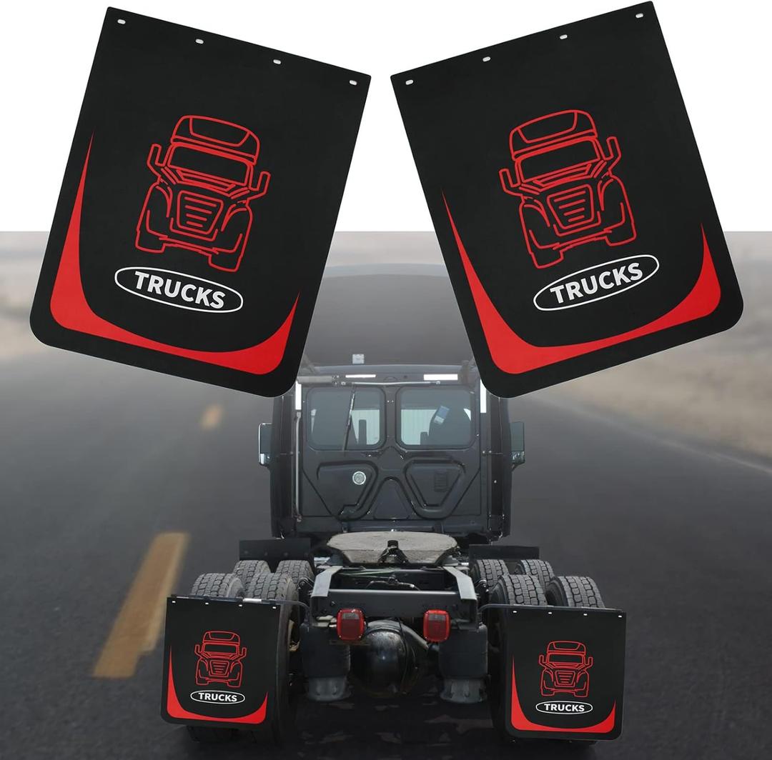 Mud Flaps for Semi Truck, 24''X30'' Heavy-Duty Mud Guards Splash FlapsBlack Semi Mud Flaps for Trailer Freightliner Kenworth Peterbilt