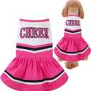 Dog Halloween Costume Cheerleader Dress (Large) (Rose Red)