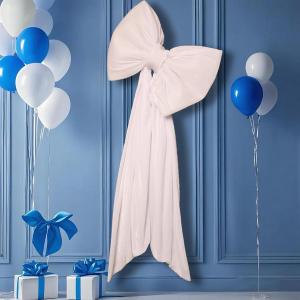 Large Bow Big Coquette Bow Giant Bow for Backdrop Party Wedding Birthday Baby Shower Room Wall Decor Christmas Tree Decoration (White)