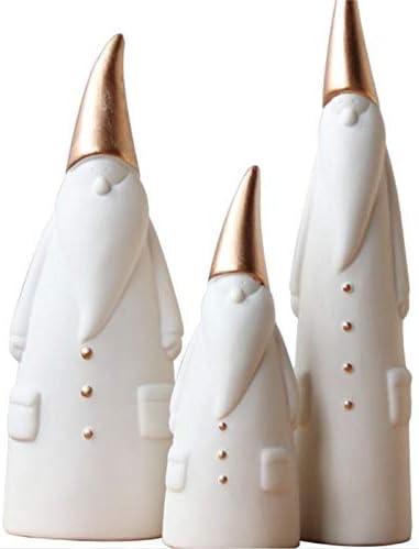 Ceramic Santa Claus Statue, Cute Statues, Father Christmas Figurines for Home Desk Shelf Decor/A Set of 3pcs (Father Christmas/A Set 3pcs) (White)