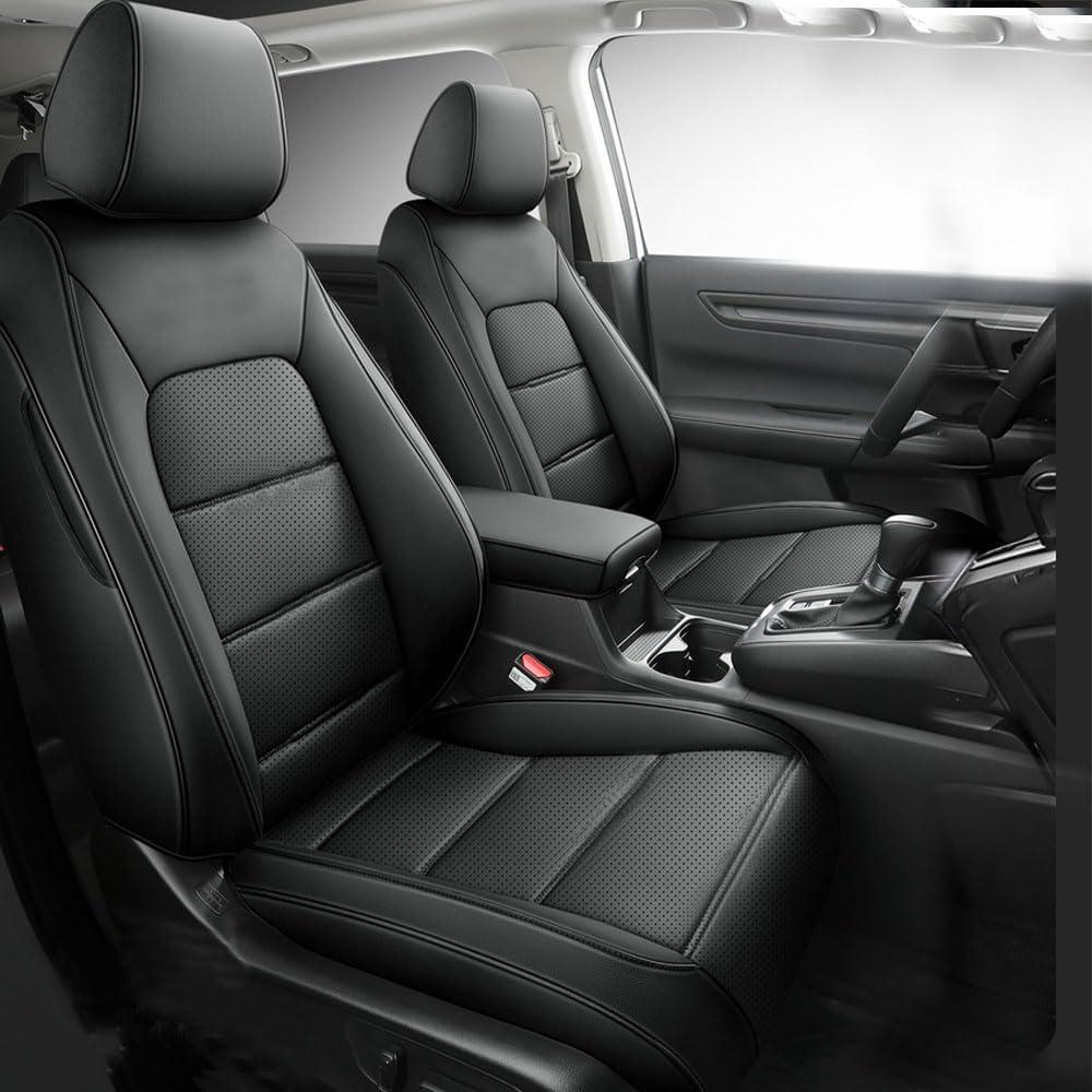 Custom Fit CRV Seat Covers for Select Honda CRV 2023 2024 2025- Full Set,Leather (Black)