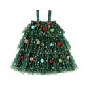 Noubeau Toddler Baby Girl Christmas Dress Star Sequin Layered Green Tutu Dresses Pompom Cake Smash Xmas Clothes(Green, 4-5T)
