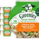 Greenies Smart Topper High Protein Wet Mix-in for Dogs, Chicken, Peas, Apples & Brown Rice Recipe in Vitabroth Broth - Bone Broth + Vitamins E & B1, 10 Count, Best By 05/15/26