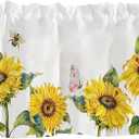 Vibrant Sunflower Window Valance for Bedroom Living Room, Yellow Sun Flower Curtains Valanes for Windows, 3" Rod Pocket Window Treatment for Animal Summer Home Decorations, 54 x 18 Inch, Set of 1 Panel