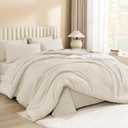 Litanika Bed in a Bag King Beige - 7 Pieces King Size Comforter Set Bedding Comforter Sets, Solid Fluffy Bed Set with Comforter, Sheets, Pillowcases & Shams