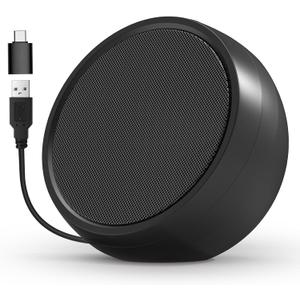 USB Computer Speaker for Laptop, External Speakers for Desktop Computer with Crystal Clear Sound, Rich Bass and Volume Buttons, Plug-N-Play (Black)