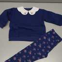 Little Me Clothes for Baby Girls' Navy 2-Piece Sweatshirt Set, Blue, 18 Months