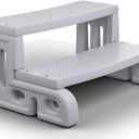 Hot Tub Steps, Non-Slip Spa Steps for Outdoor Hot Tub, 2-Step Heavy Duty RV Steps and Stairs for Camper, Waterproof Resin Patio Steps, Easy Assembly with Installation Video Grey