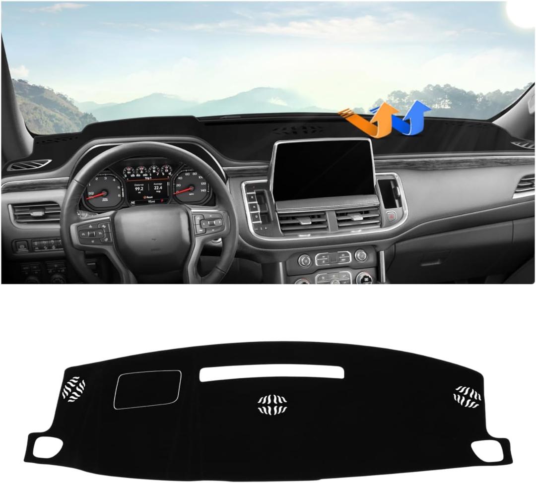 Autorder Dashboard Cover Mat for 2021-2024 Chevrolet Suburban/Tahoe/GMC Yukon Accessories Dash Cover Flannel Dash Mat Sunshade Glare UV Rays Protector (Not for Yukon Denali)