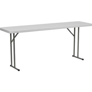 Flash Furniture Elon 6' Plastic Folding Training and Event Table, Rectangular Folding Training Table with 220-lb. Static Weight Capacity, White, 18"w X 72"l