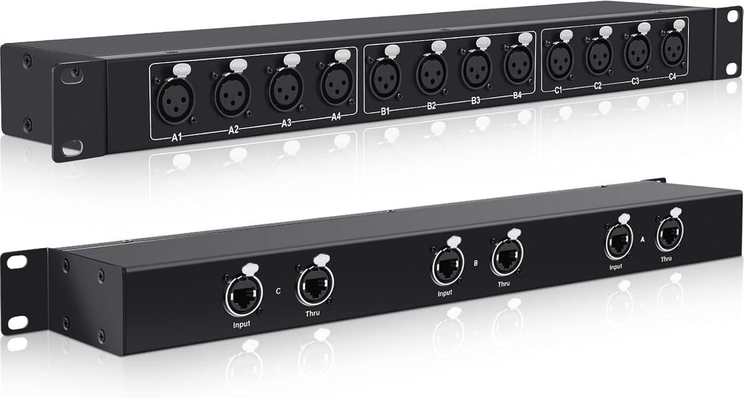 XLR Balanced Patchbay XLR Stage Box 12 Channel 3 Pin Multi Network Cable Extender for Stage Lighting and Home Recording Studio Compatible (Female)