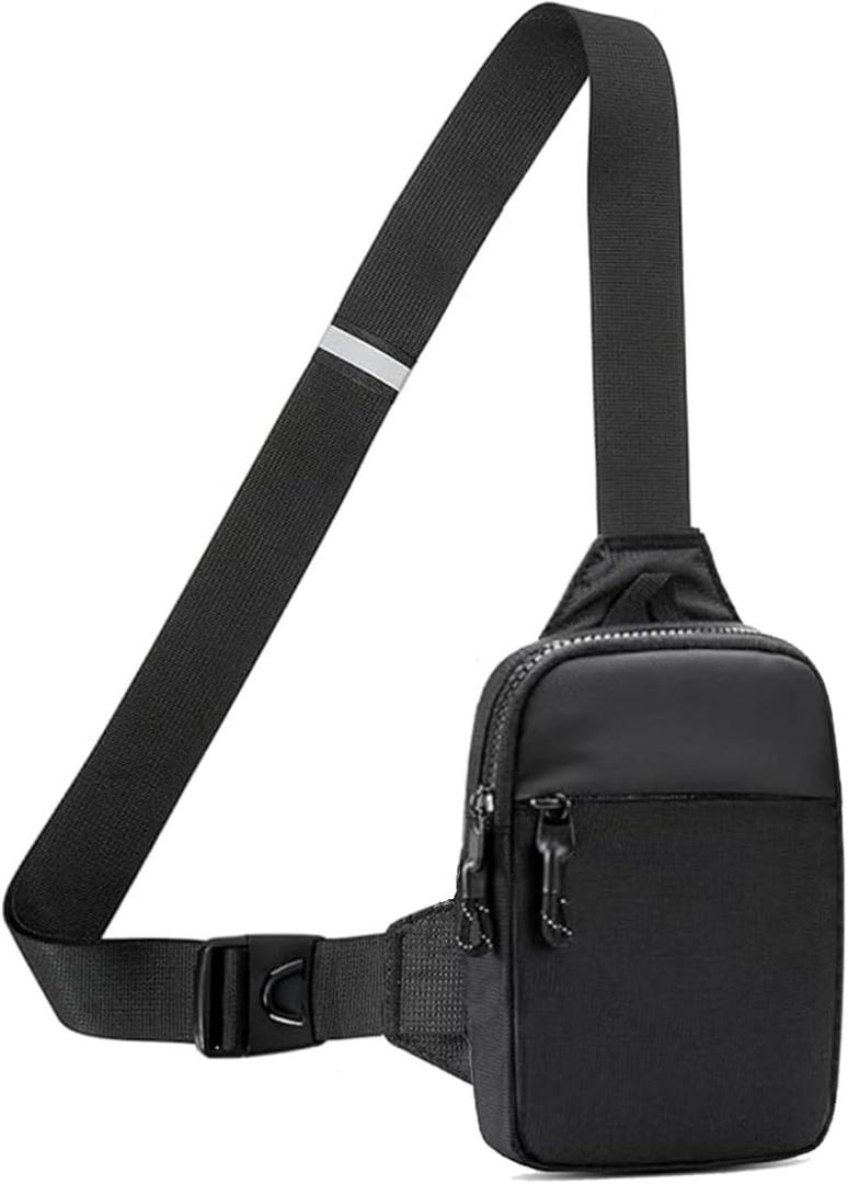 Vpoofree Mini Sling Bag for Men and Women, Small Anti Theft Crossbody Sling Backpack Fanny Pack Chest Bag for Travel Sport Running Hiking (Black Mini Sling Bag for Men and Women)