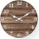 XFM Brown Wooden Wall Clock Battery Operated 14 Inch Rustic Farmhouse Clocks for Walls Silent Wall Clock for Office (No Solid Wood, it is with MDF Material)