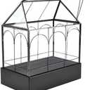 HighFree Large Glass Terrarium with Metal Tray, Glass Greenhouse Terrarium, Succulent Terrarium Kit for Succulents, Cacti, Snails, Spiders, and Miniature Reptiles, Black (Velvet Bottom)