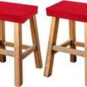 Uxcell Bar Stool Cover Rectangle, Stretch Washable Saddle Counter Vanity Barstool Slipcover Seat Cushion Protector with Elastic Band for Wooden Metal Bench Chair (Red, 2Pcs)