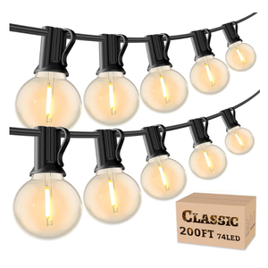 RTTY 200 FT Outdoor String Lights Patio Light for Outside, Waterproof G40 Shatterproof LED Bulbs, Dimmable Hanging Connectable Globe Lighting for Backyard, Cafe, Bistro, Market, Balcony, Porch, 2700K