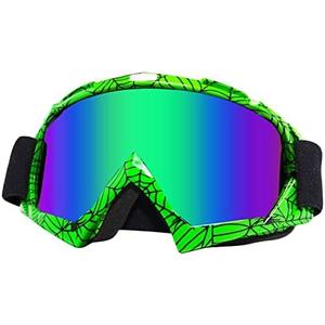 CoPvner Dirt Bike Motorcycle Goggles ATV Motocross Riding Goggles UV400 OTG Offroad MX Helmet Racing Four Wheeler Goggle for Adults Men Women Youth Kids(Spider green frame+color lens)