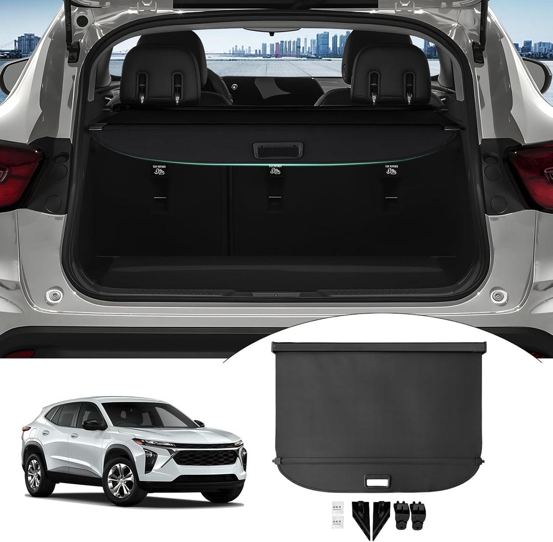 Powerty Cargo Cover for 2024 2025 Chevrolet Chevy Trax Accessories Trunk Cover Retractable Trunk Shielding Shade Cargo Luggage Cover Black