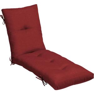 Arden Selections Outdoor Plush Modern Tufted Chaise Cushion, 76 x 22, Water Repellent, Fade Resistant, Tufted Cushion for Chaise Lounger 76 x 22, Ruby Red Leala