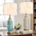 Lamp Shade Set of 2 For Table Lamps, 13" Top x13" Bottom x 10" High(Spider), Printing Leaf Modern Lampshades For Bedroom, Living Room Lamps Replacement Shades, Easy Assembly Required, By GO&SO