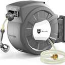 Retractable Garden Hose Reel, 5/8 in x 75 ft Wall Mounted Hose Reel,10-Pattern Spray Nozzle, Any Length Lock/Slow Return System/Wall Mounted/180°Swivel Bracket