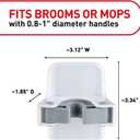Command Broom Grippers, 3 Hangers and 6 Strips, Damage-Free Mop and Broom Holder Wall Mount, Household Cleaning Tool Organizer for Kitchen, Laundry Room, Closet, Holds up to 4 lb