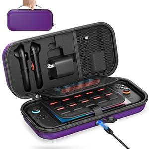 [Charge inside] Carrying Case for Nintendo Switch 2 2025 / Switch OLED / Switch with Adapter and for Joy-Con Storage, Travel Case for Switch 2 Console with 22 Game Card Storage (Purple)