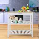 Casual Home Kitchen Island with Solid American Hardwood Top, Natural/White, 40" W x 20" D x 36.5" H (373-91)