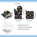 Colorful Dinosaur Oven Mitts and Pot Holders Sets Cute Animal Cartoon Heat Resistant 3pcs for Cooking Baking BBQ
