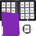 Toploader Binder,9-Pocket Double Sided Top Loader Binder,Holds 288 Cards in 3"x4" Toploaders,PU Leather Card Binder Abulm for Toploader Trading,Sports,and Gaming Cards (Purple)