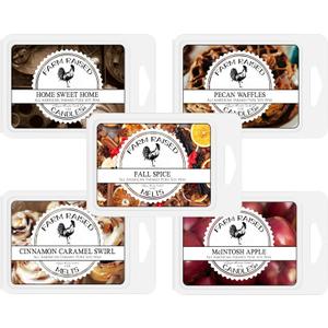Farm Raised Candles - USA Grown Soy Wax Melts - Fall Spice - Bakery Variety Pack – 5 Pack, 16oz Total – Wax Melts Warmer Scents – Cinnamon, Pumpkin, Pecan Waffles, Cozy Kitchen Scents