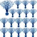 Crowye 18 Pieces Metallic Foil Spray Centerpiece Party Star Table Decoration Burst Metallic Table Centerpieces for Birthday Party Season Holiday(Blue)