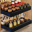 Bifixia Expandable Pull Out Drawer Organizer, 2-Pack Adhesive Slide Out Drawers for Kitchen Cabinets Pantry Sliding Drawer, Heavy Duty Cabinet Pull Out Shelves(NOT for Cabinets with Lips/Frame)