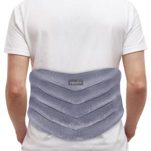 REVIX Microwave Heating Pad for Back Pain Relief, Hands-Free Wearable Microwavable Waist Wrap with Moist Heat, Unscented Hot or Cold Therapy Pack with Flaxseed and Clay Beads for Cramps, Gray