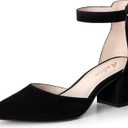Ankis Closed Toe Heels for Women, 2.25 Inch Low Block Chunky Dress Pumps | Black Nude White Gold Silver Pointed Toe Design, Soft Insole, Adjustable Ankle Strap, Classic Versatile, For Formal Daily, 6.5