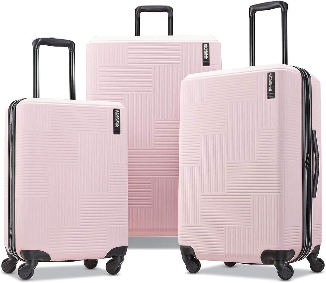 American Tourister Stratum XLT Expandable Hardside Luggage with Spinner Wheels, Pink Blush, 3-Piece Set (20/24/28) (3-Piece Set (20/24/28), Pink Blush)