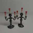 JOYIN 2 Pcs Skull Candelabra Halloween Decorations Indoor LED Lights Flameless Candles Holder, Scary Haunted House Mansion Decor for Table Home Party