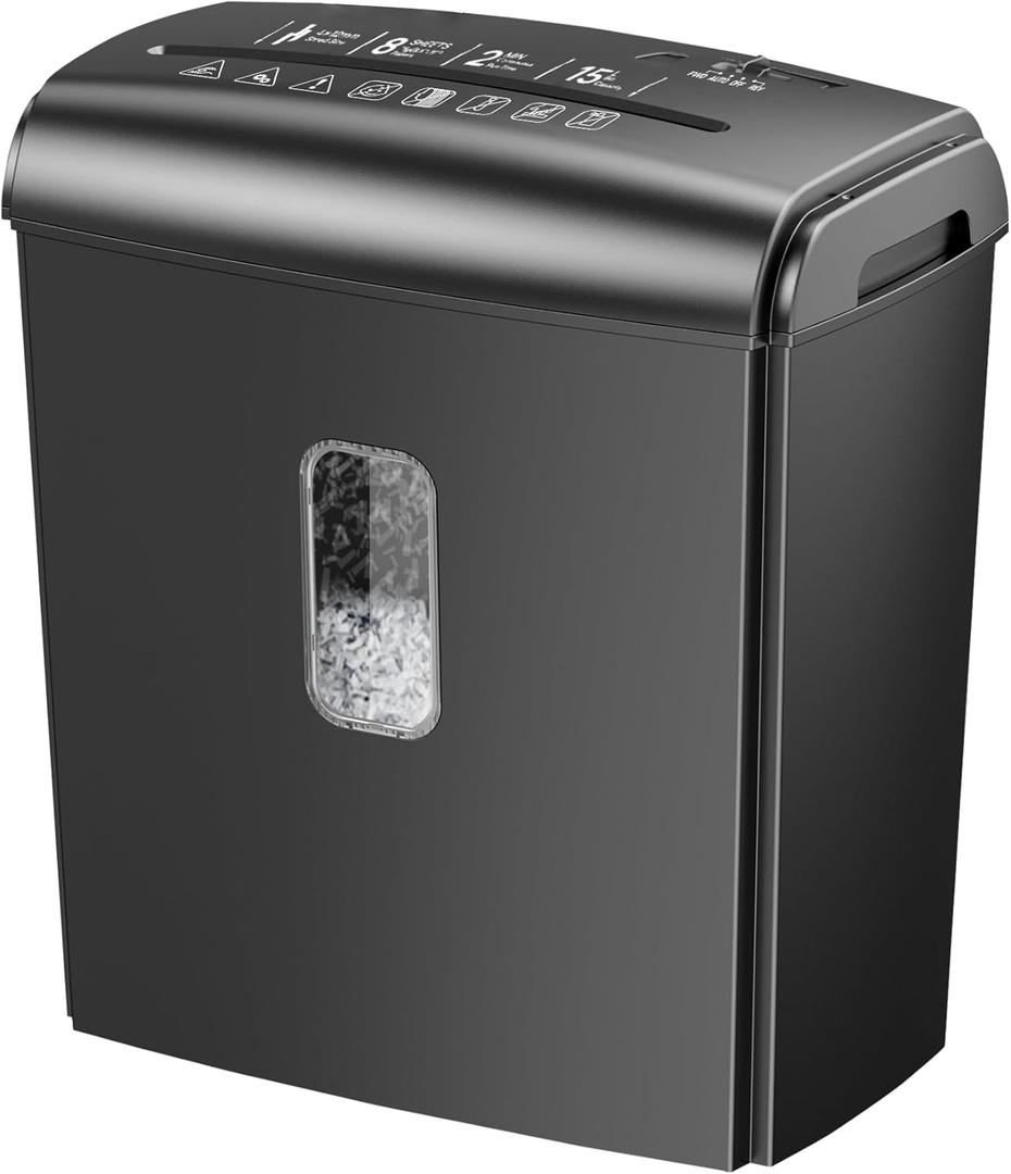 8-Sheet Micro-Cut Paper Shredder, P4 High Security, 4 Gallon Bin, 2-Minute Continuous Run, Home & Small Office Use
