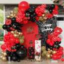 145pcs Red and Black Balloon Arch Kit with Leopard Cheetah Print Balloons for Womens Birthday Decorations, Baby Shower Bachelorette Spa Party Decorations