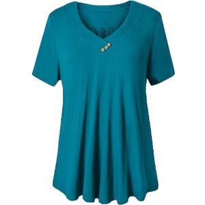 U.Vomade Women's Plus Size Tops Short Sleeve Blouses Flowy Summer Tunic Tops M-4X