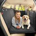 Helteko Back Seat Extender for Dogs, Premium Car Seat Cover with Hard Bottom Plates, Waterproof Backseat Protector, Mesh Window and 2 Storage Pockets, Hammock Travel Bed for Crew Cab and Full Trucks (Black XL)