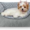 JOEJOY Rectangle Dog Bed for Large Medium Small Dogs - Washable Orthopedic Sofa Bed, Soft Breathable Puppy & Pet Cuddler, Durable Calming Dog Bed with Anti-Slip Bottom, Multiple Sizes, Grey (S(20"x 19"x 6"))