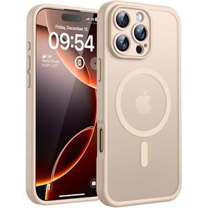 TOCOL Magnetic for 16 Pro Max Case, Upgraded Full Camera Protection, Compatible with Magsafe, 16FT Drop Protection, Translucent Matte Back Bumper Phone Cover for 16 ProMax 6.9-Inch（Desert）