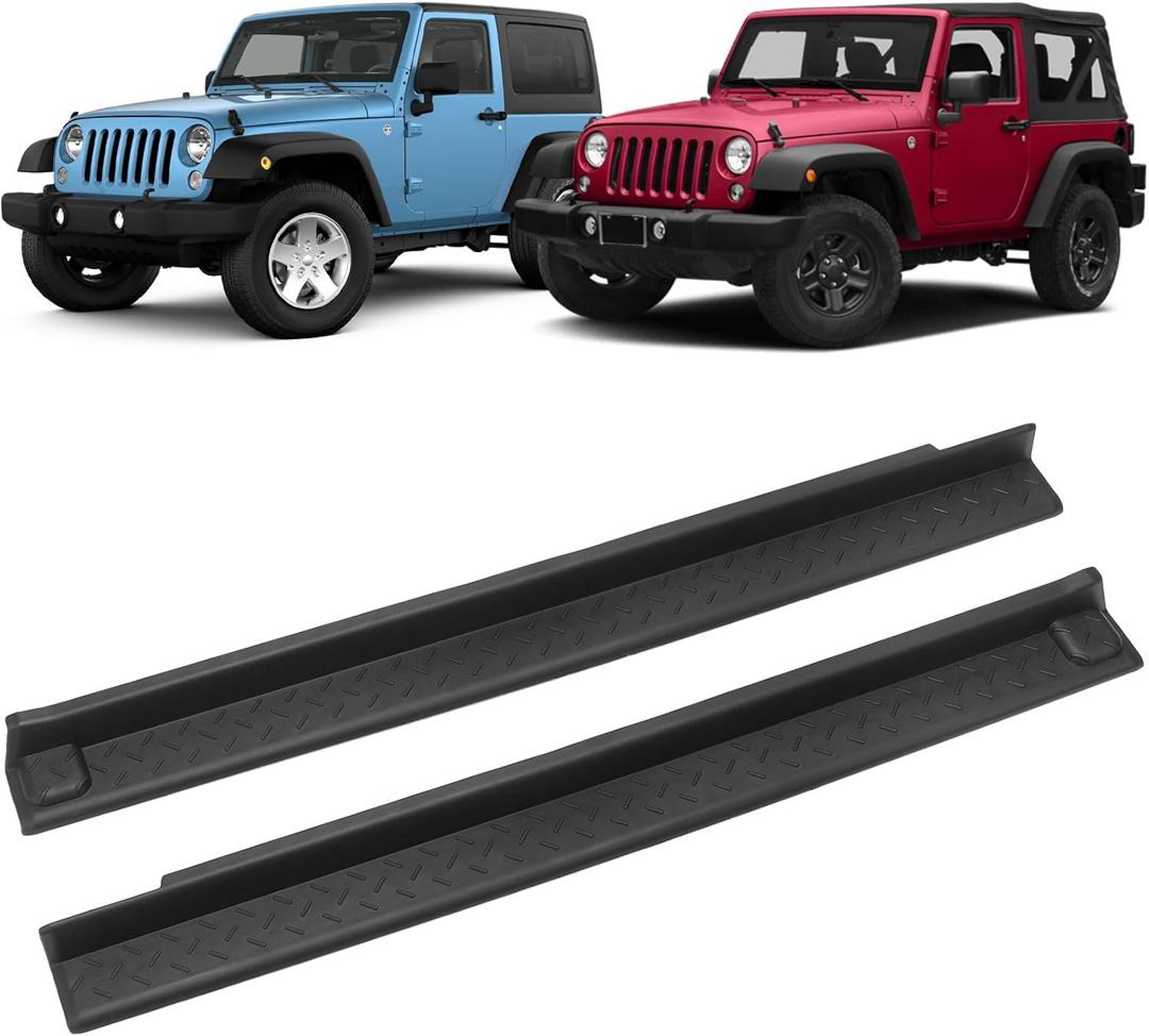 Door Sill Guards Kit Rubber Door Entry Guards Protector Wrangler JK Unlimited JKU 2 Door 2007-2018 Front & Rear JK Door Entry Edge Threshold Protection Decor