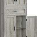 47.2" H Storage Cabinet with Adjustable Shelf & Large Drawer, Bathroom Cabinet with Doors, Cupboard for Living Room, Home Office, Entryway, Gray