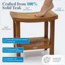 AquaTeak Patented 18" Sumba Teak Shower Bench - Shower Stool with Storage Shelf for Bathroom - Durable Water Resistant Shower Chair - Shaving Foot Rest - Indoor & Outdoor Use