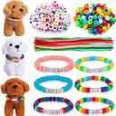 1040 Pcs Adopt a Puppy Pet Party Favors Puppy Adoption Party Supplies Make Your Own Dog Collar Necklace Kit with Beads for Pet Birthday DIY Craft(Without Dog) (Candy Color)