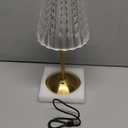 Cordless Touch Table Lamp, 3500mAh LED Rechargeable Small Dask Lamp, 3 Colors Dimmable Battery Operated Crysta Lamp for Bedroom Restaurant Kitchen Home Decor, Gold